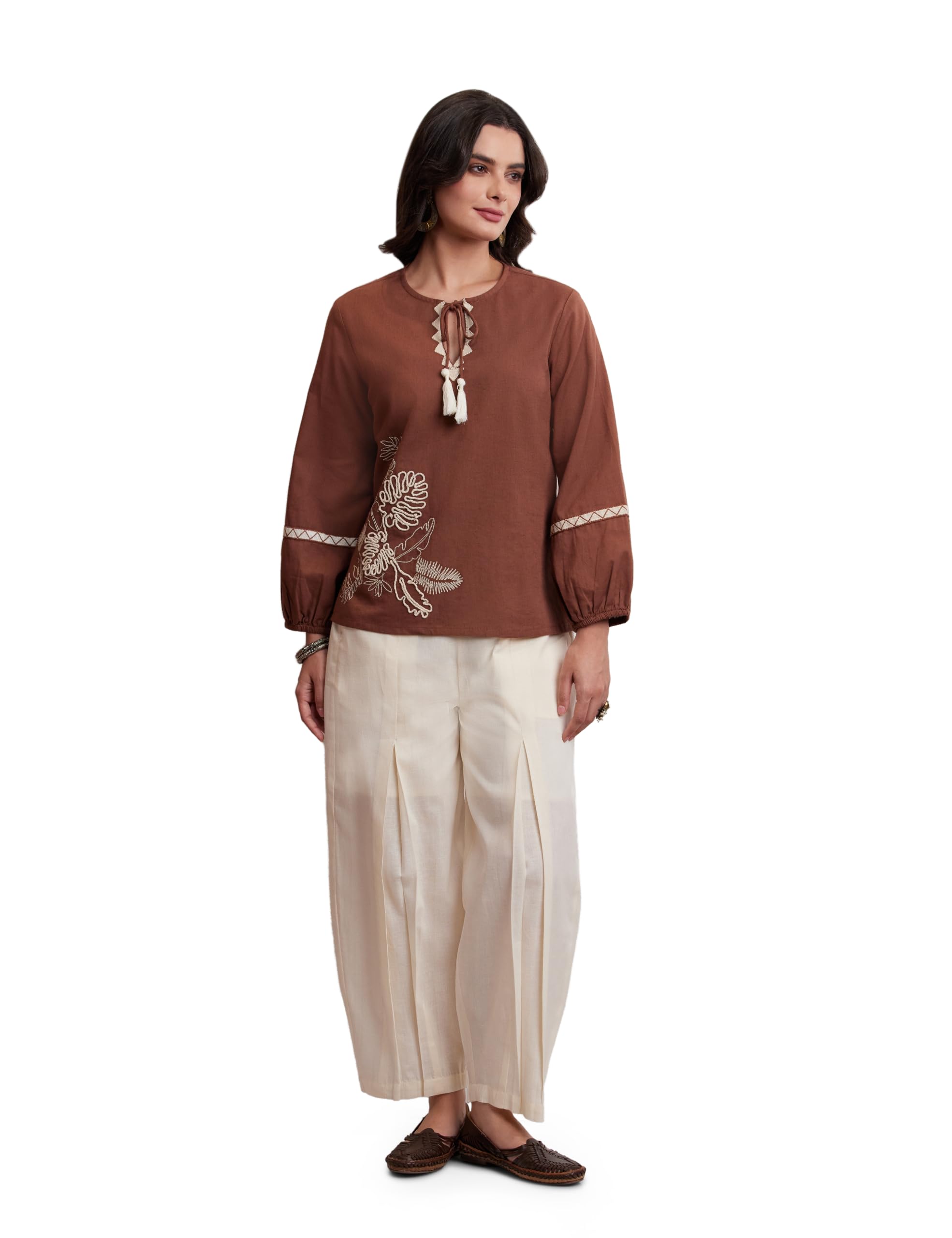 amazon brand - myx Women's Cotton Embroidered Co Ord Set | Short Kurti and Pant Set (Available in Plus Sizes)-picture-35
