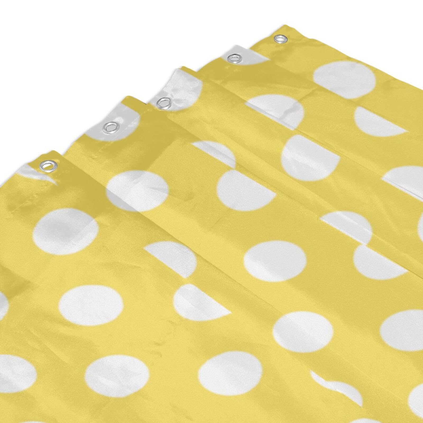 Rideau de douche imperméable et lavable en machine à pois jaune clair – 152,4 x 183 cm d'épaisseur – Décoration de salle de bain mignonne