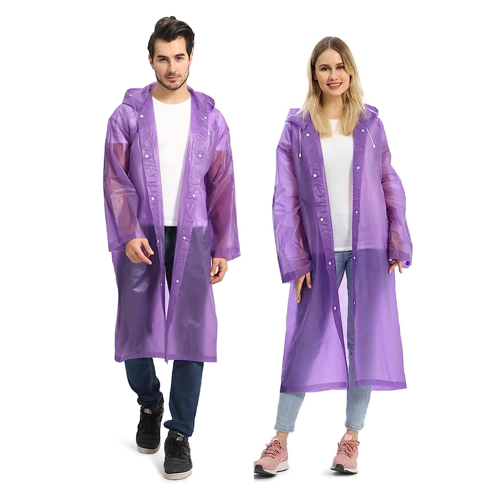 Ntek Unisex Purple Rain Poncho Waterproof Raincoat | Reusable Rain Poncho | Rain Coat With Hoods And Sleeves | Emergency Rainwear | Lightweight Eva Rainwear | Rain Ponchos For Men And Women Adults