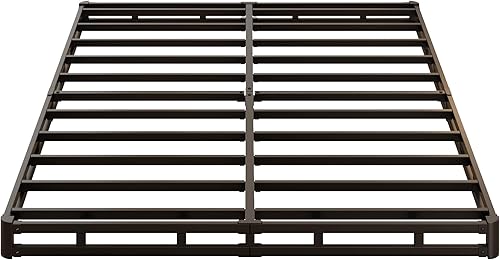 Miniatura 9 de Somier de 3 pulgadas de perfil bajo para cama Queen, somier metálico resistente para base de cama Queen con cubierta de tela, base de colchón, sin 3