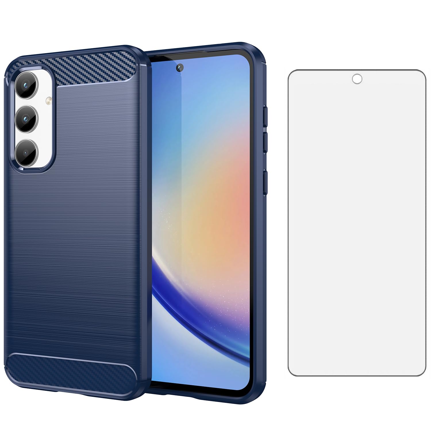 Asuwish Phone Case for Samsung Galaxy A35 5G with Tempered Glass Screen Protector Cover and Cell Accessories Slim Thin TPU Soft Hybrid Silicone Rubber