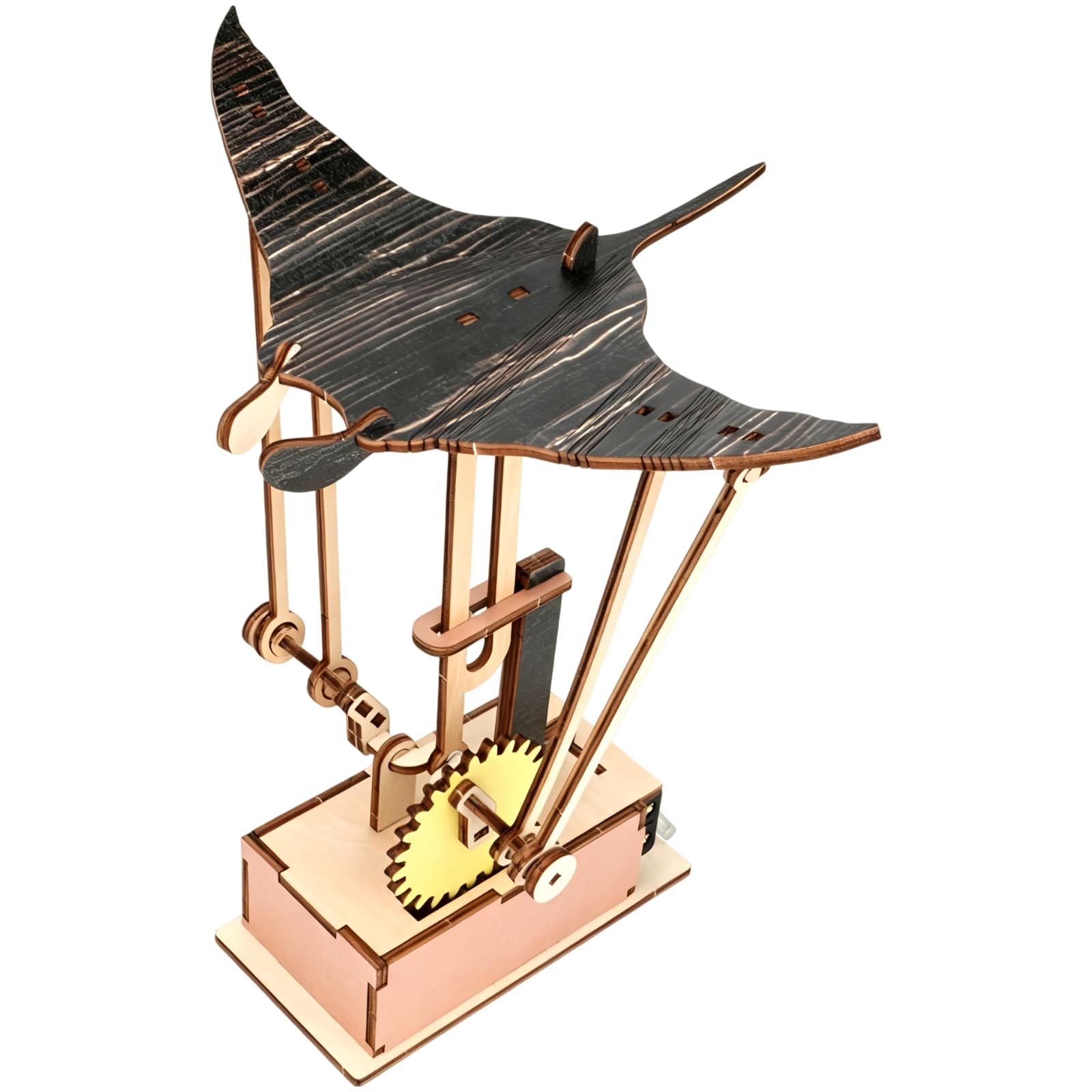 Chewtoyo Holz-Mantarochen-Automaton-Bausatz, mechanisches DIY-Bionikmodell mit batteriebetriebenen schlagenden Flügeln, Physik-Lernspielzeug, dekorativ für Schreibtisch, Büro und Zuhause