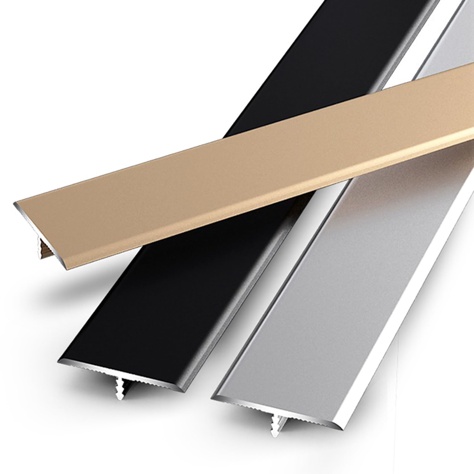 Perfil de transición metálico y borde de umbral de puerta para suelo laminado y azulejo