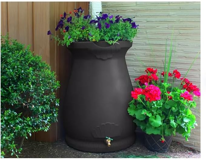 Rain Wizard Decorative Urn Rain Barrel, Durable polyethylene Resi...