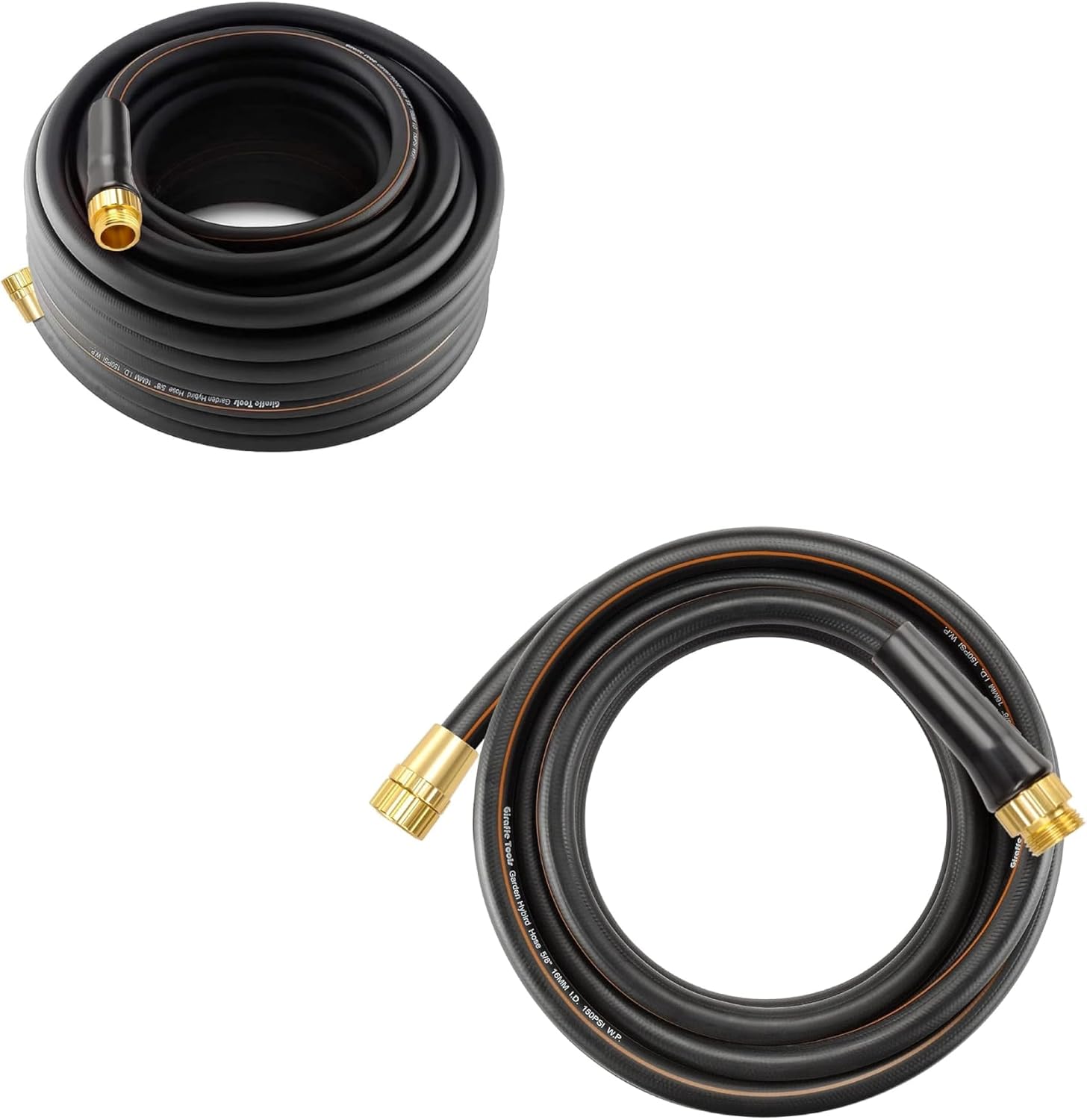 Giraffe Tools Garden Hose 100ft x 5/8", Water Hose Heavy Duty with Swivel Handle, Male Female Fittings and Garden Hose 25 ft, Heavy Duty Rubber Water Hose 5/8 in, No-Kink,Male to Female Fittings