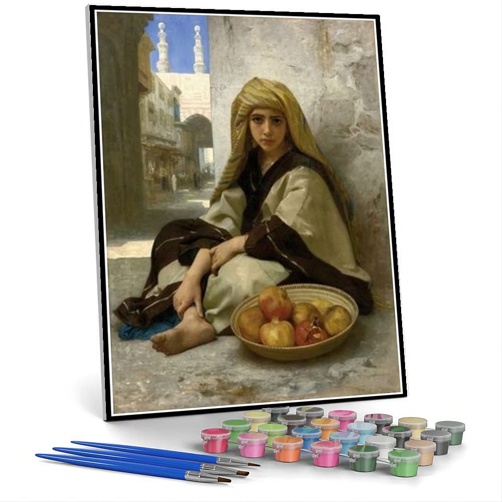 Paint by Numbers for Adult Kits The Pomegranate Seller Painting by William-Adolphe Bouguereau Arts Craft for Home Wall Decor