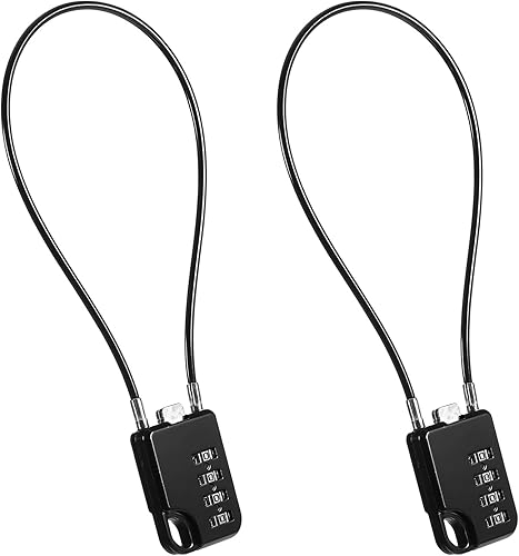 2 candados de combinación de 4 dígitos reiniciables de diseño compacto con cable de 12 pulgadas de largo, cerraduras de cable pequeñas con