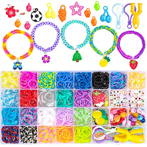 Rubber Band Bracelet Kit for Girls,Bracelet Making Kit for Kids Loom Bands Kits,Rubber Bands Refill Loom Set Craft Kits Jewelry Bracelets Making Kit Friendship Bracelet Set Kids Loom Band Kit