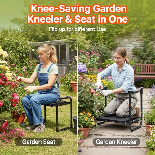 Garden Kneeler and Seat Heavy Duty, Wider and Thicker Kneeling Pad for Foldable Gardening Stool with 2 Tool Pouches, Gardening Gifts Tools for Women Mom Men Seniors - Image 3