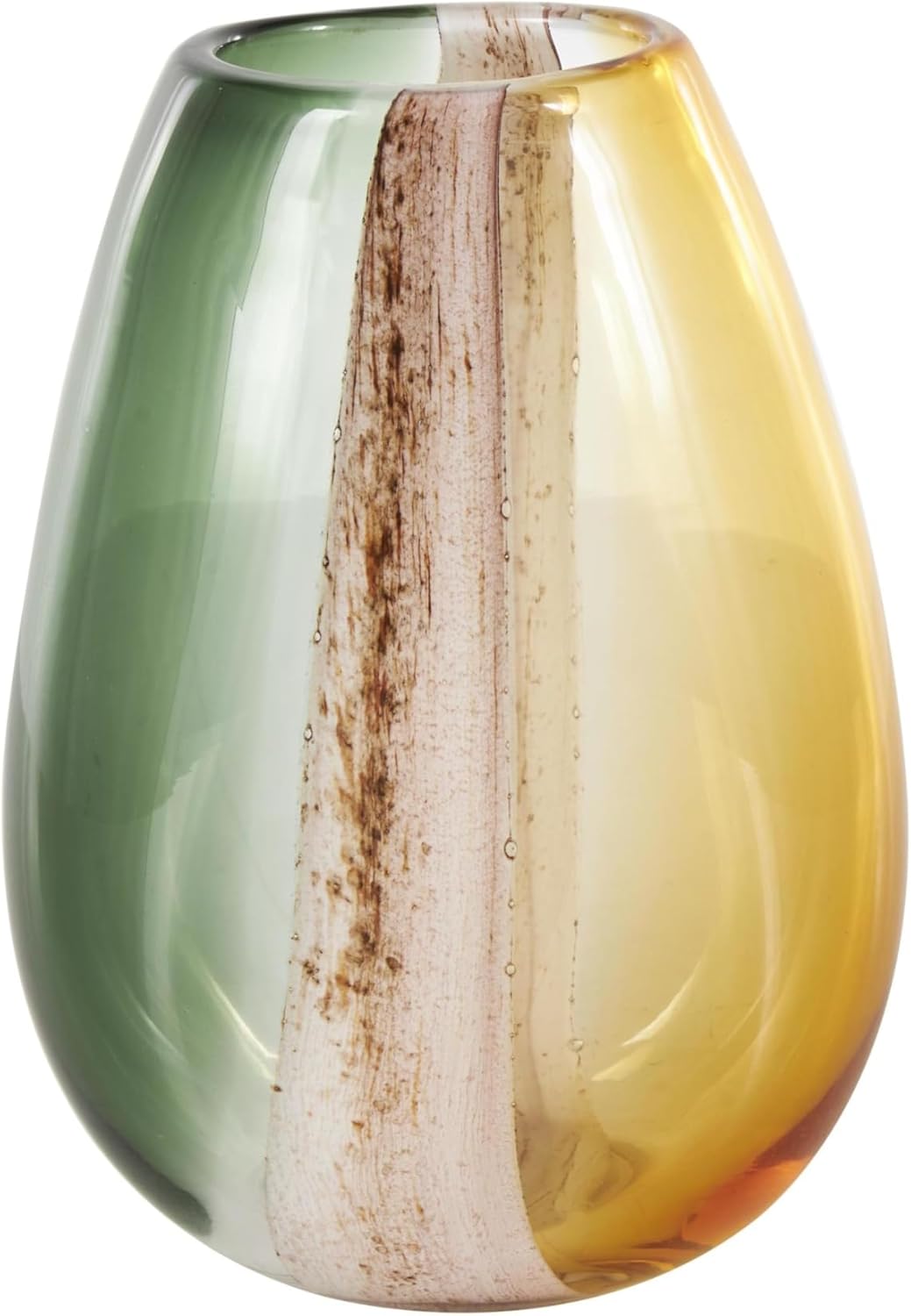 Deco 79 Glass Decorative Vase Ombre Centerpiece Vase with Pink Textured Stripe Details, Flower Vase for Home Decoration 7" x 4" x 10", Multi Colored