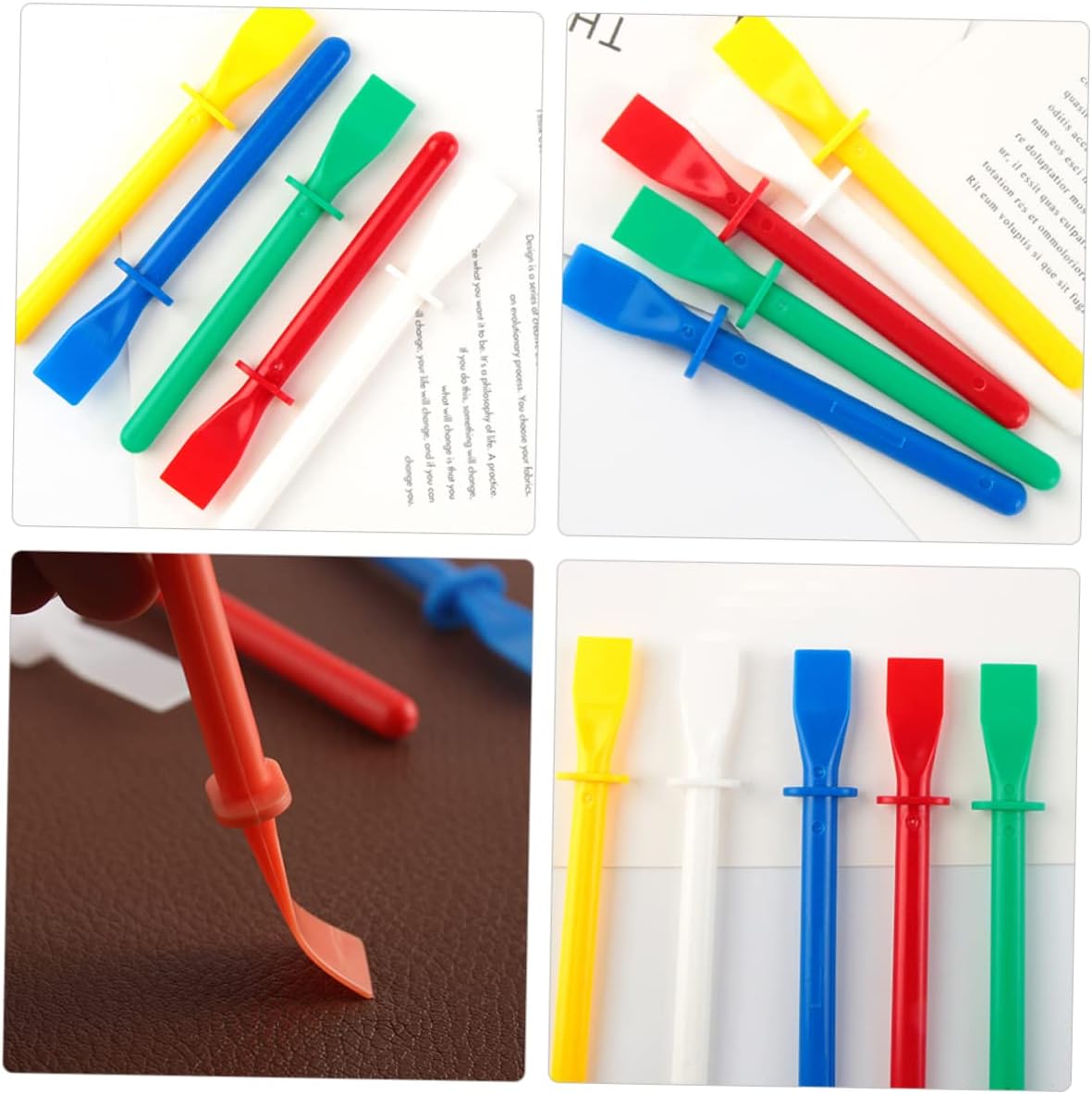 TEHAUX 5sets Pp Material Glue Spreaders Set Glue Smears Sticks Applicator for Leather Craft Diy Art 10pcs*5