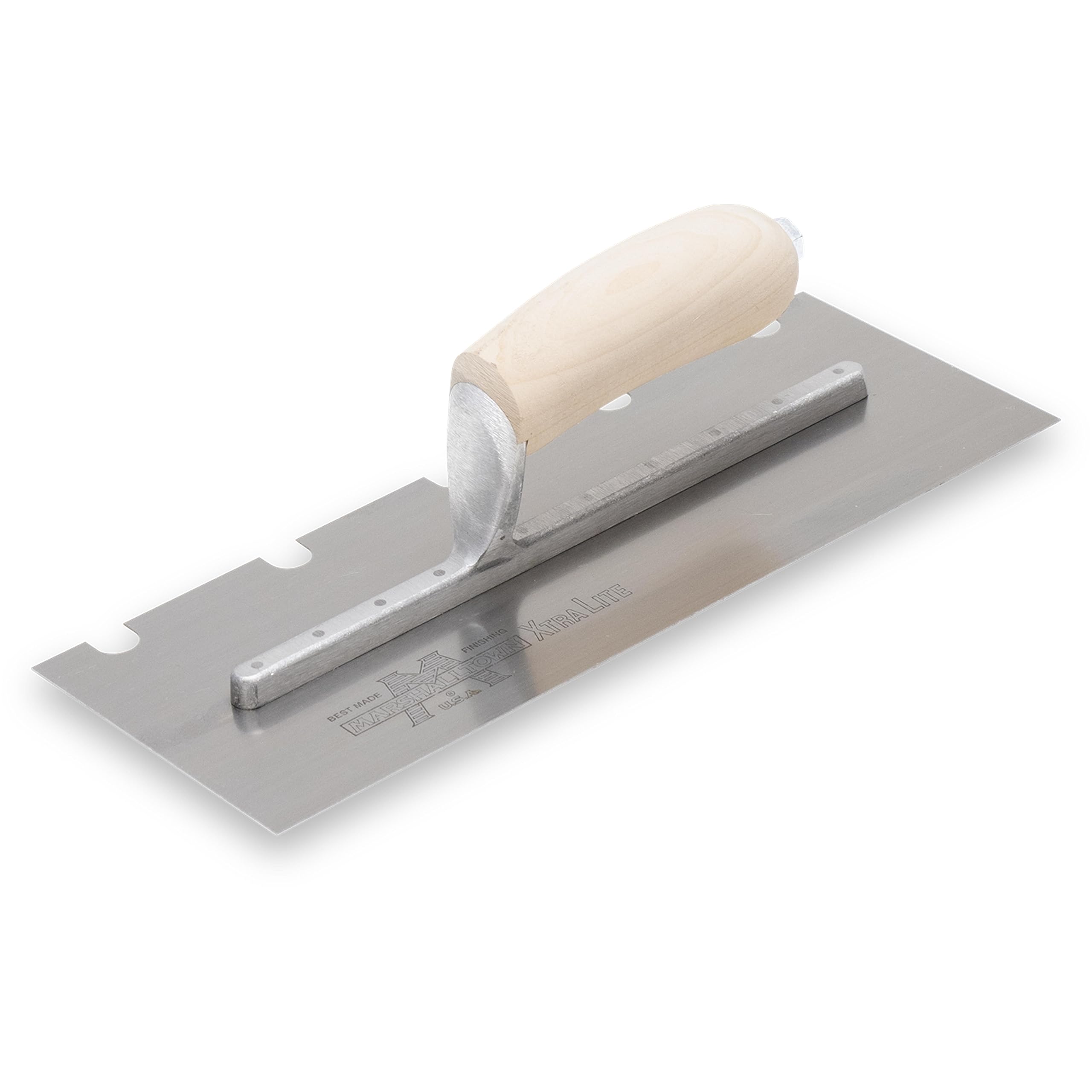 Marshalltown Llana Dentada, U -13x13x51 mm, Mango de Madera, Acero Inoxidable, Dimensiones: 279x102 mm