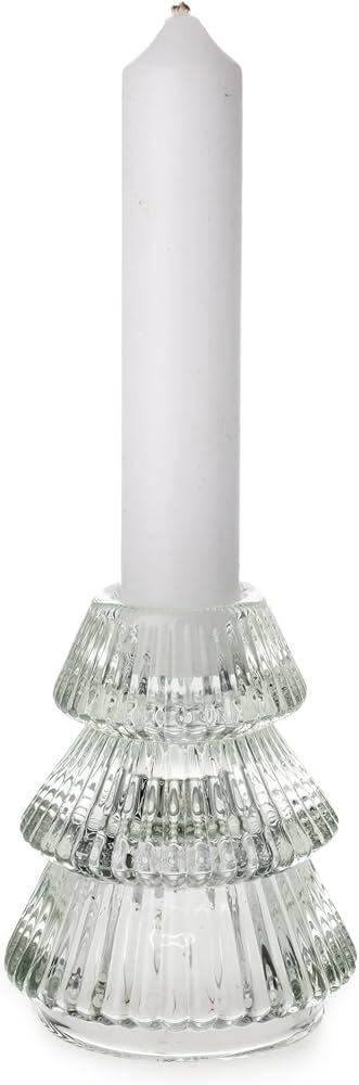 Kerzenständer Kerzenhalter Tannenbaum Klar für Stabkerzen H:8 cm aus Glas