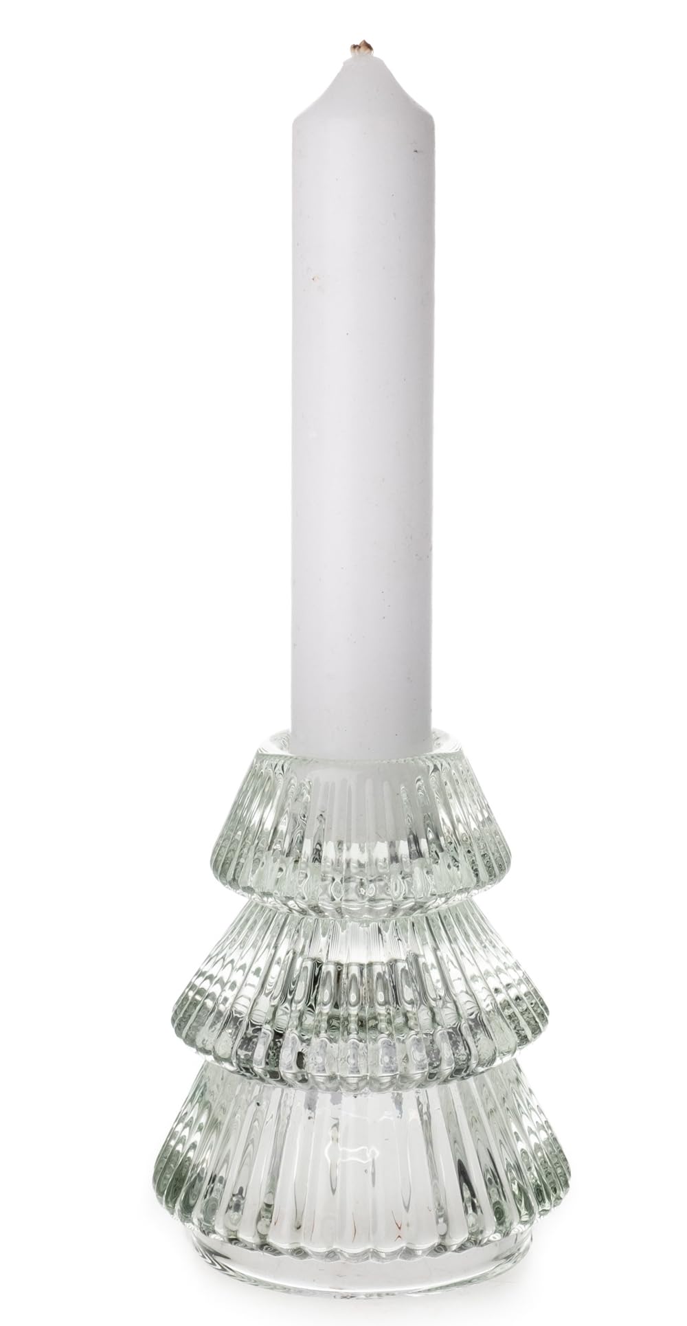 Kerzenständer Kerzenhalter Tannenbaum Klar für Stabkerzen H:8 cm aus Glas
