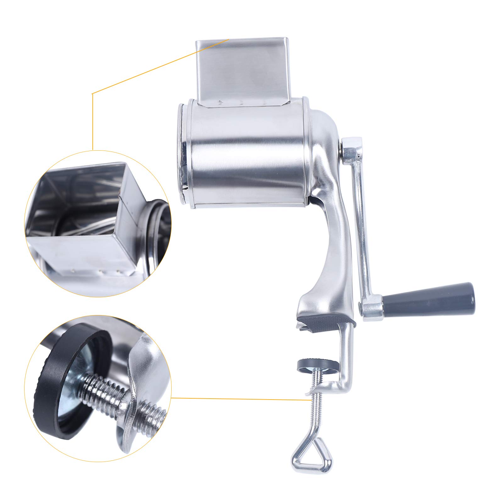 Grattugia rotante in acciaio inox, affettatrice manuale con 5 lame a tamburo, per verdure, frutta, formaggio, noci