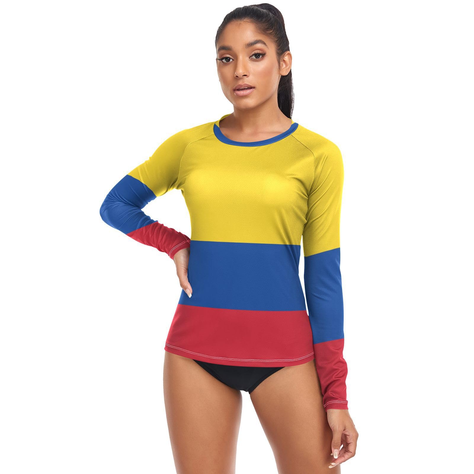 Colombia Colombia Bandiere Nazionali Blu Rosso Giallo Donne Rash Guard Traspirante Elasticità UV Sun