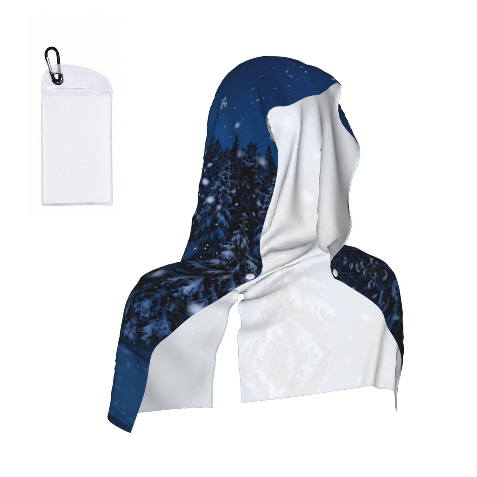 CNTDBU Winter Snow Pine Cooling Towel Hooded-Instant Chill Neck Cover for Sports, UV Cooling Rag for Running Gym