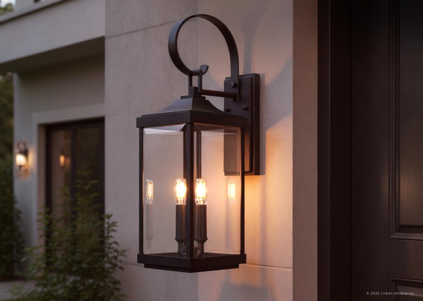 Urban Ambiance Luxury Transitional Wall Sconce, Large Size: 21.75''H x 7''W, with Farmhouse Style Elements, Midnight Black Finish, UHP1403, Calderdale Collection