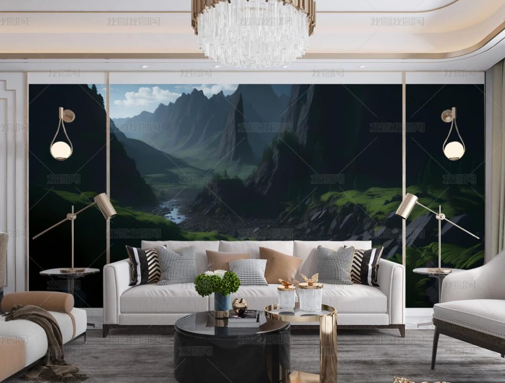 Papier peint intissé paysage panoramique pour créer une ambiance nature dans la chambre
