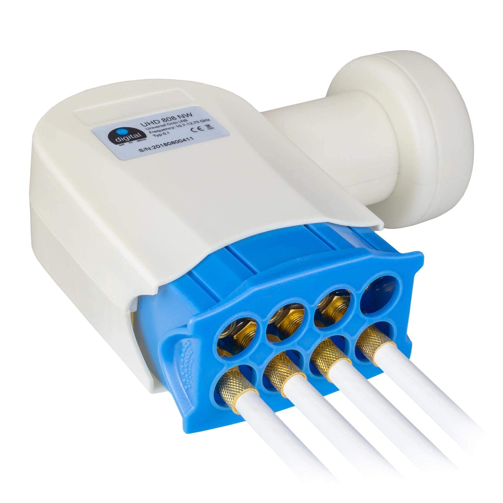 hb-digital Octo Ultra LNB NW LNC pour 8 participants/récepteurs [Test TRÈS BON] Connexion directe Full HDTV 4K - Contacts dorés - Capuchon de protection contre les intempéries (coulissant) - Avec 16