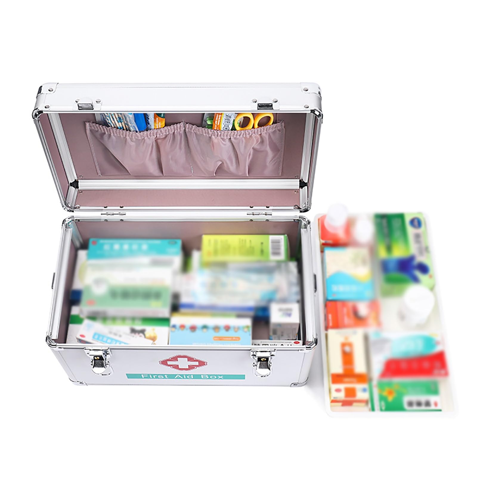 Caja de Medicamentos con Cerradura con llave Caja de Almacenamiento de caixa Primeiros Socorros Portátil para el hogar Organizador de Neceser Botiquin Botiquín coche asa Botiquín Resistente Primeros A
