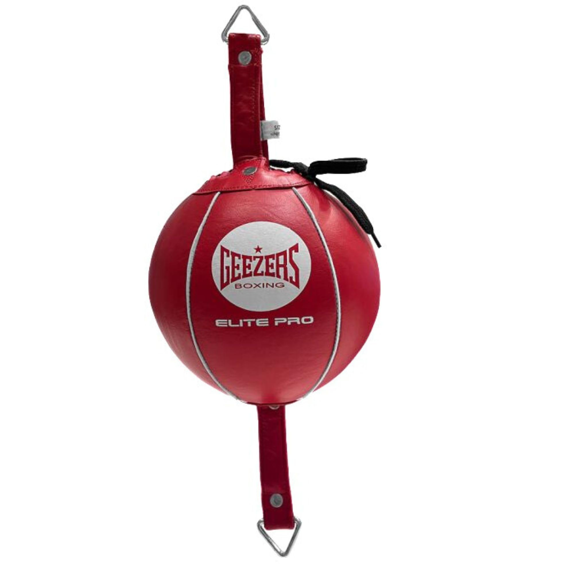 Geezers Elite Pro Leather Floor-to-Ceiling Punching Ball – Durable Genuine Leather, Reinforced Straps (Red, Small)
