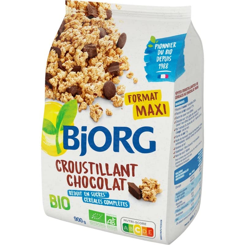 Granola aux céréales complètes bio Bjorg Croustillant Chocolat contre les fringales du matin - 900g