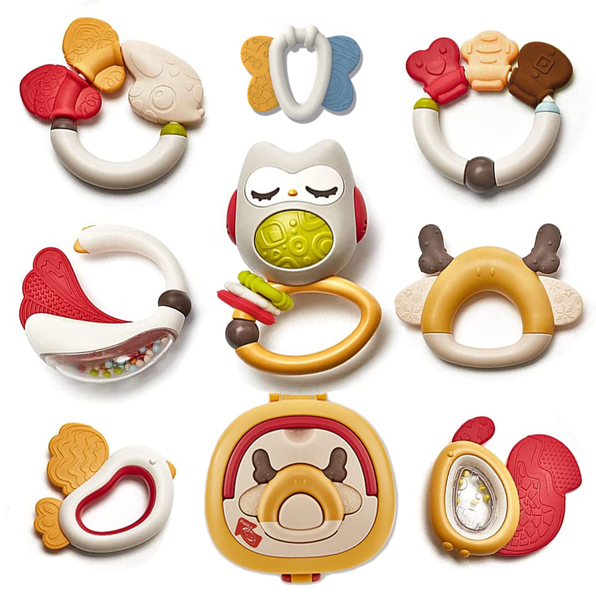LAFALA Baby Toys 3-6 Months Baby Rattle Set Teething Toys for Babies 0-6 Months 8PCS 4 Month Old Toys for Babies Teether Shakers with Storage Box Infant Toys Newborn Toys Baby Girls Christmas Gifts