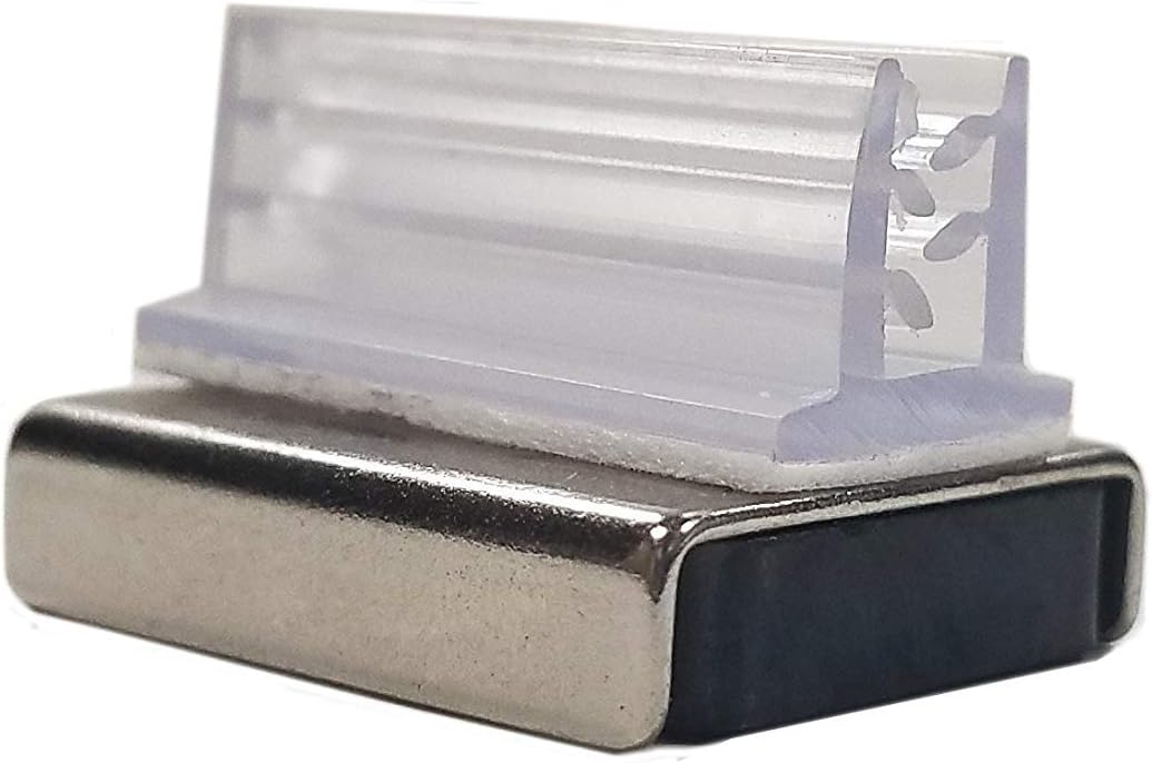 Small Clear Magnetic Card Grip Sign Holder for Gondola, Metal Shelves & Pallet Racks - 20 Pack