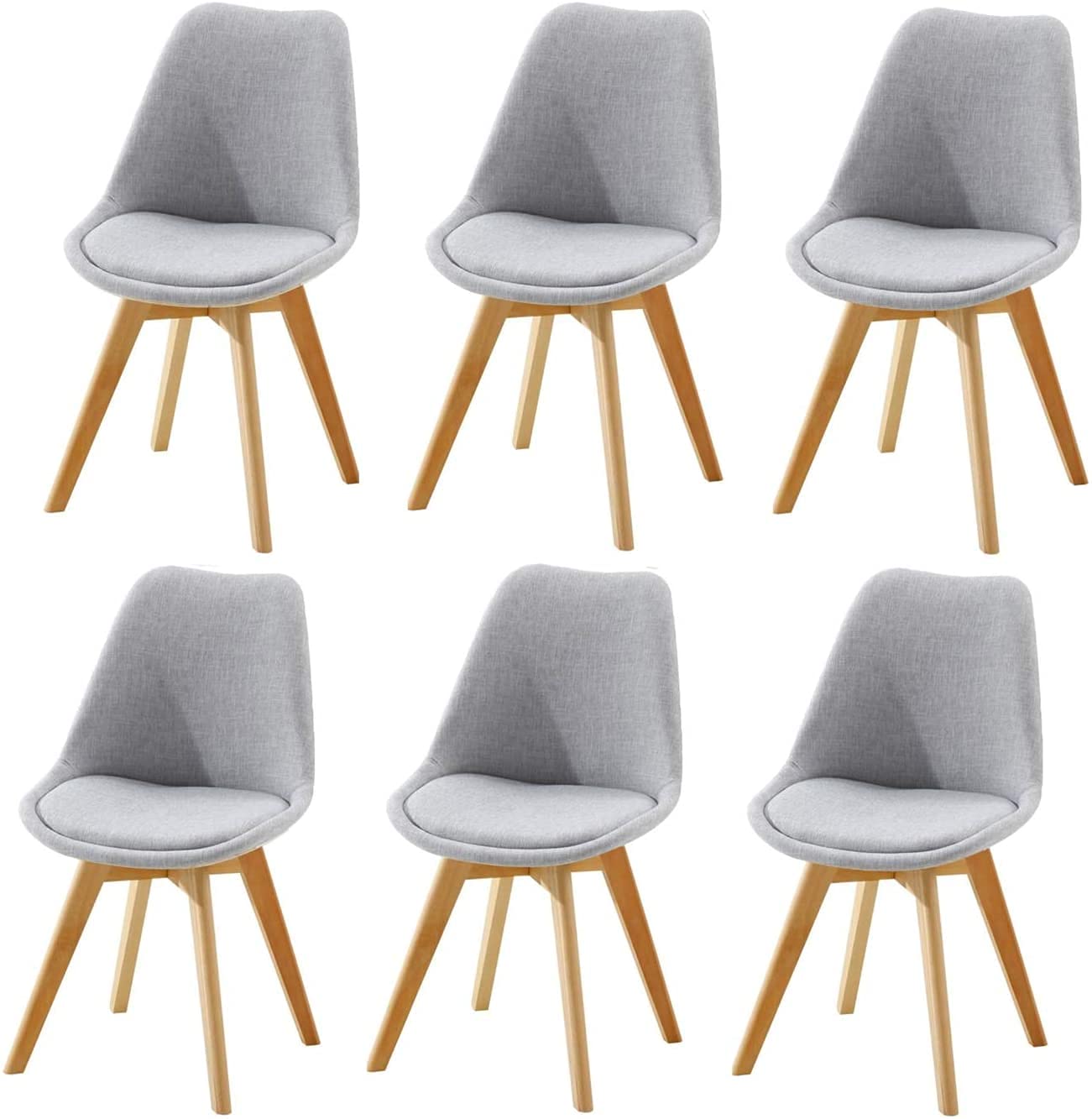 Modern Comfort Dining Chairs Retro Dining Chair Set of 6, with Wood Legs Modern Furniture Adult Chair for Kitchen Restaurant Living Room Desk Patio Balcony BUYT (Color : D)