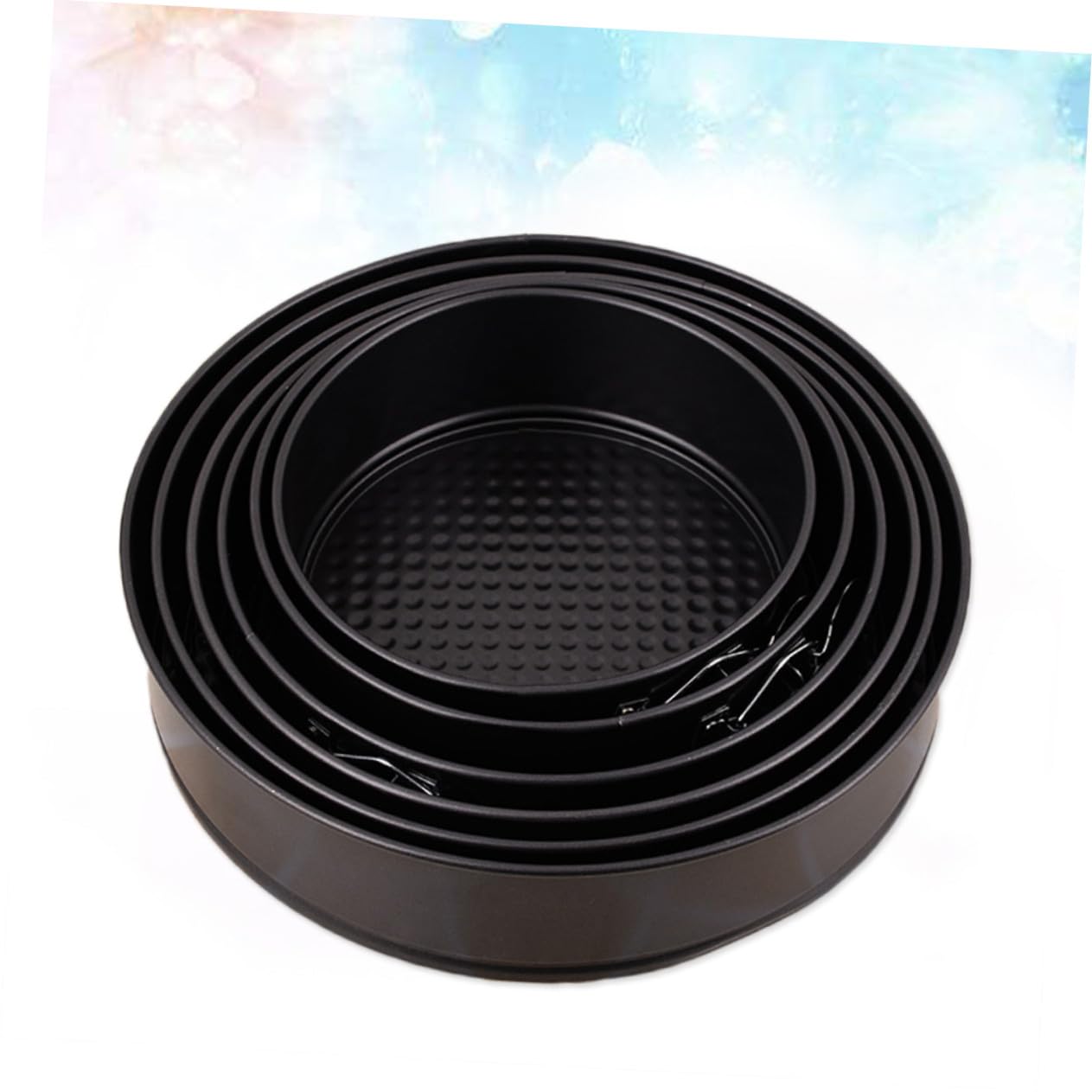 6 Piezas Moldes Redondos para Pasteles con Desmontable Acero al Antiadherente Molde para Hornear Reutilizable para Fiestas y Bodas Color Negro