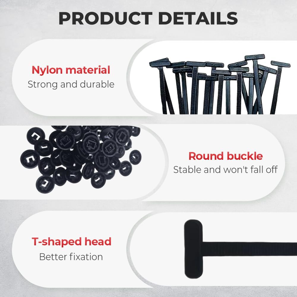 Nylon Universal Cable Tie Buckle, New Heavy Duty Self-Locking Nylon Zip Ties Holder, UV Resistant Zipties with Pin & Button Design, Multipurpose Plastic Cable Ties Tool for Car Daily Auto Fixing (100)