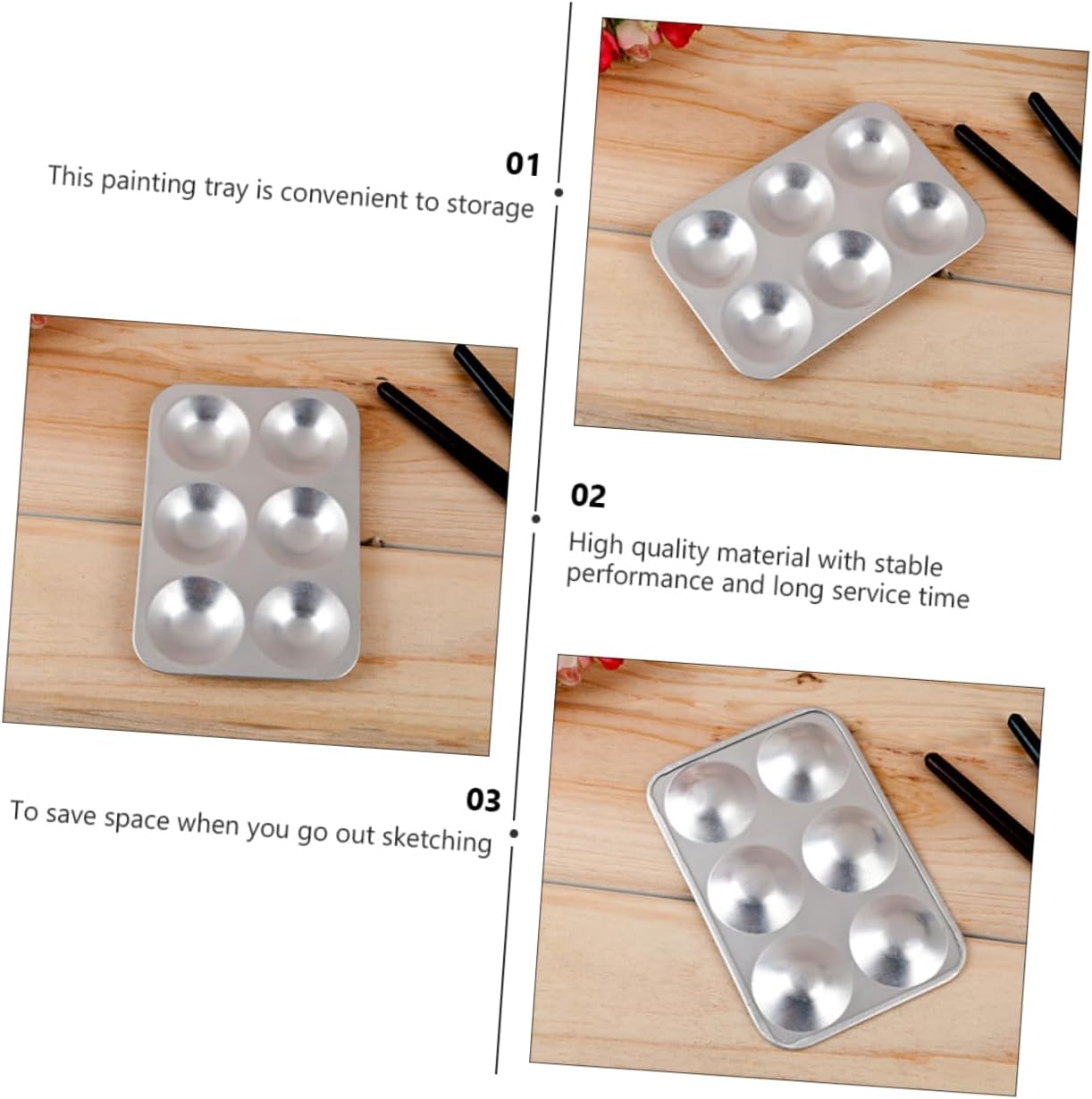 2pcs Aluminum Pigment Mixing Trays Palette for Oil Painting Artists Paint Tray