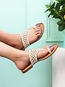 XE Looks Women's Braided Toe-Ring Flats | Handwoven Strap Design | Comfortable Casual Slip-On Sandals for Women & Girls gallery image