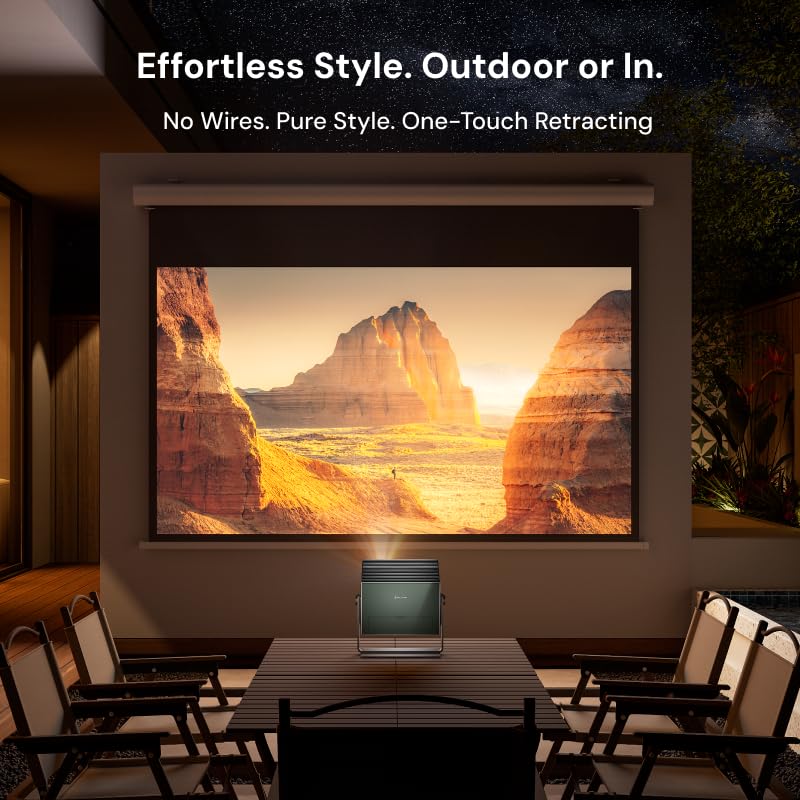 AWOL Valerion 120" Motorized Projector Screen, Rechargeable Outdoor Waterproof Drop-Down Screen, 2 Recharges Yearly, 4K/8K Ultra HD, Wrinkle-Free, for Theater-Grade Home & Backyard Movie Night - image 7