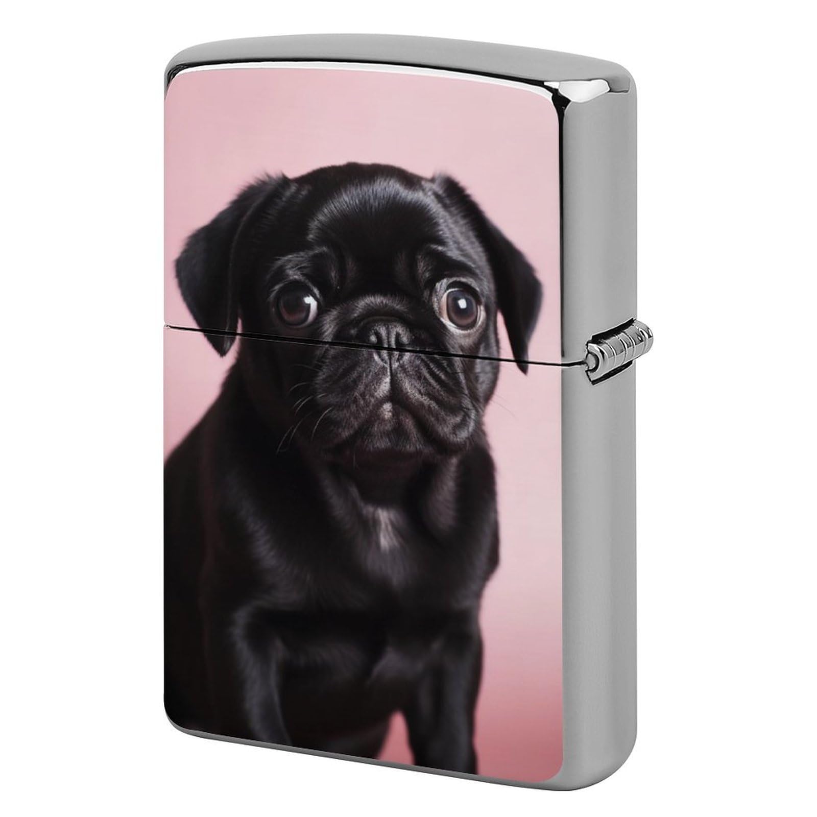 Cute Black Pug Lighter Cover for Men, Personalized Lighter Case for Birthday Gift, Flip-Top Lighters Protective Cover, Portable Lighters Shell for Outdoor, Travel