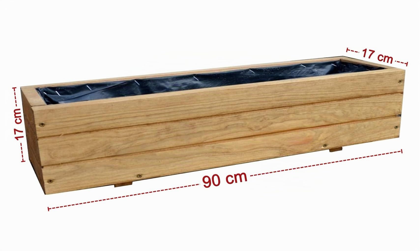FKL DESIGN Home Deco Fioriera in legno fioriera giardino terrazza 14 litri completamente assemblata D6 rovere (lunghezza 90 cm)