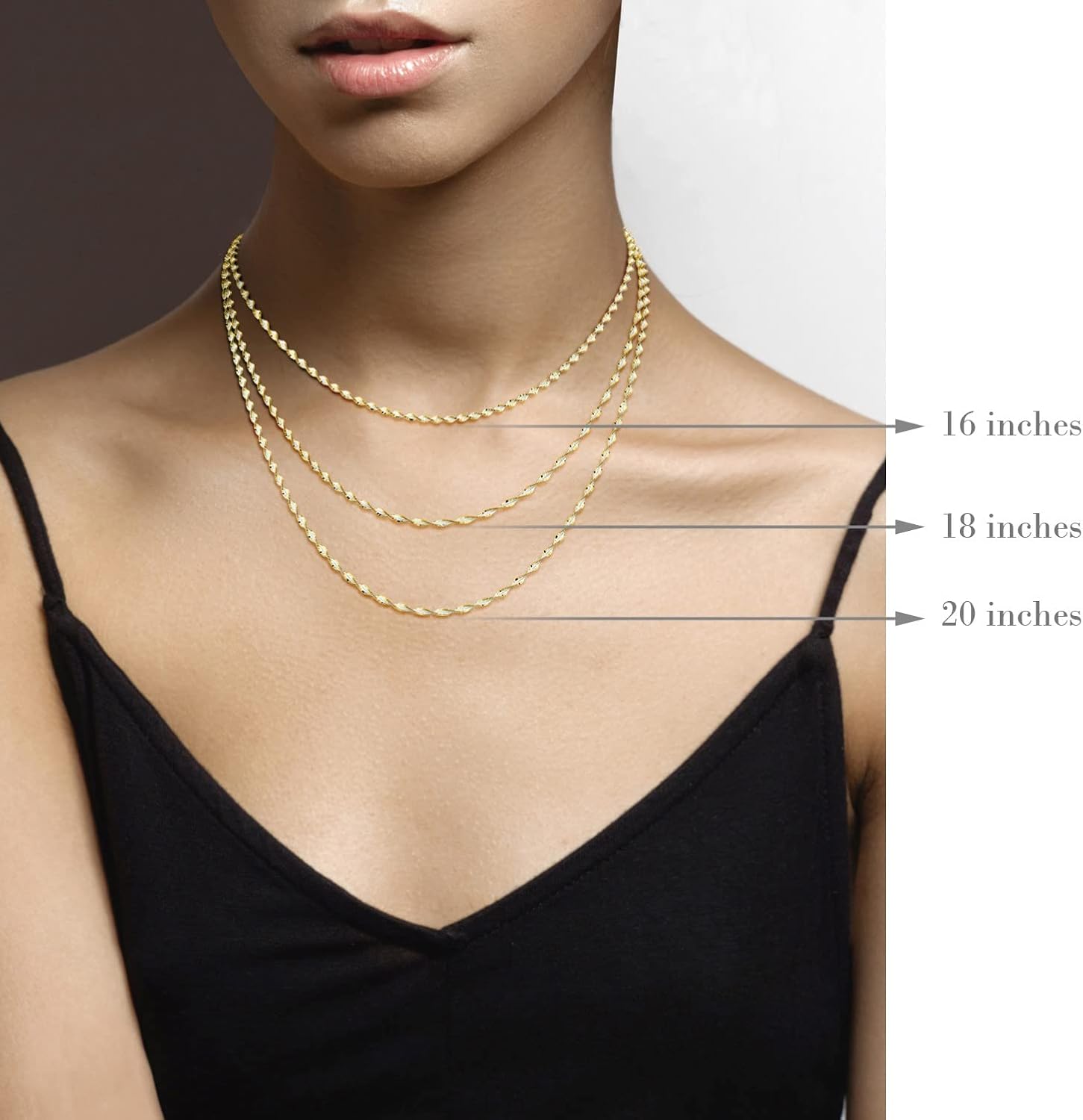 Miabella 925 Sterling Silver Italian Solid 2.5mm Two-Tone Twisted Herringbone Chain Necklace for Women Made in Italy