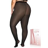 Plus Size Fleece Lined Tights Women,Warm Pantyhose Leggings Women,Fake Translucent Thermal Skin Colored Tights Winter.