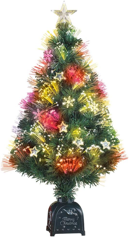 Collections Etc Rotating Fiber Optic Tabletop Christmas