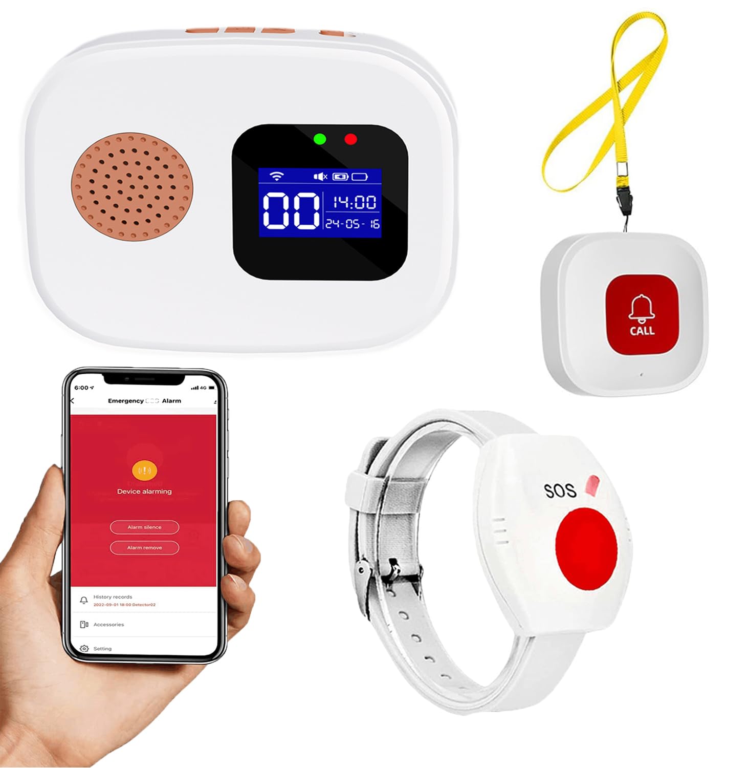 WiFi Personal Alarms Call Button for Elderly Wireless Caregiver Pagers Panic Button Alert System for Patients Seniors
