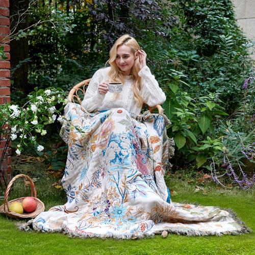 Image of LUTBM Boho Throw Blanket for Couch 50 inchx60 inch, Cotton Decorative Bed Throw