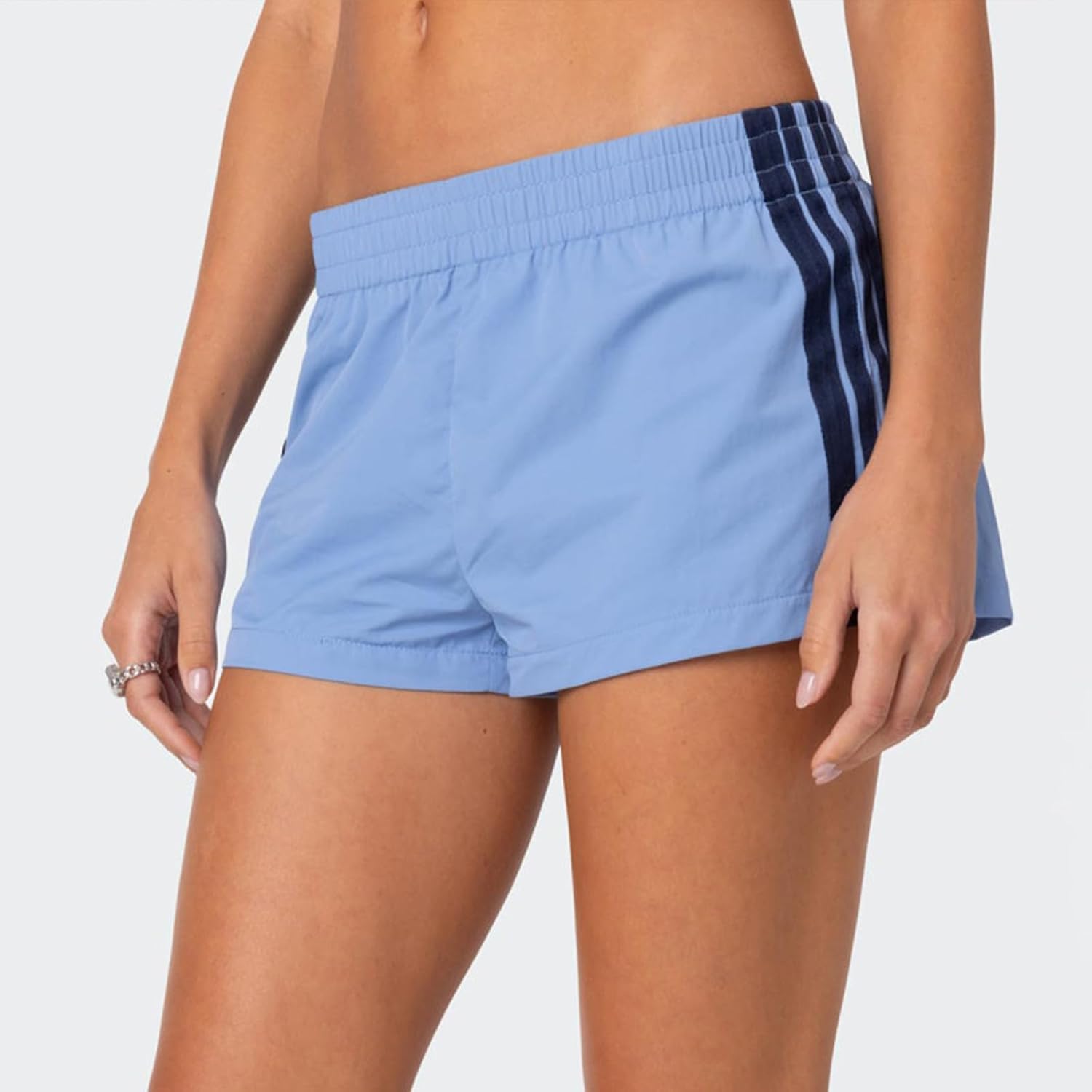 FOMOYUU Women Striped Athletic Shorts Elastic Waist Wide Leg Sweat Shorts Loose Lounge Running Short Pants Workout Joggers - Image 5