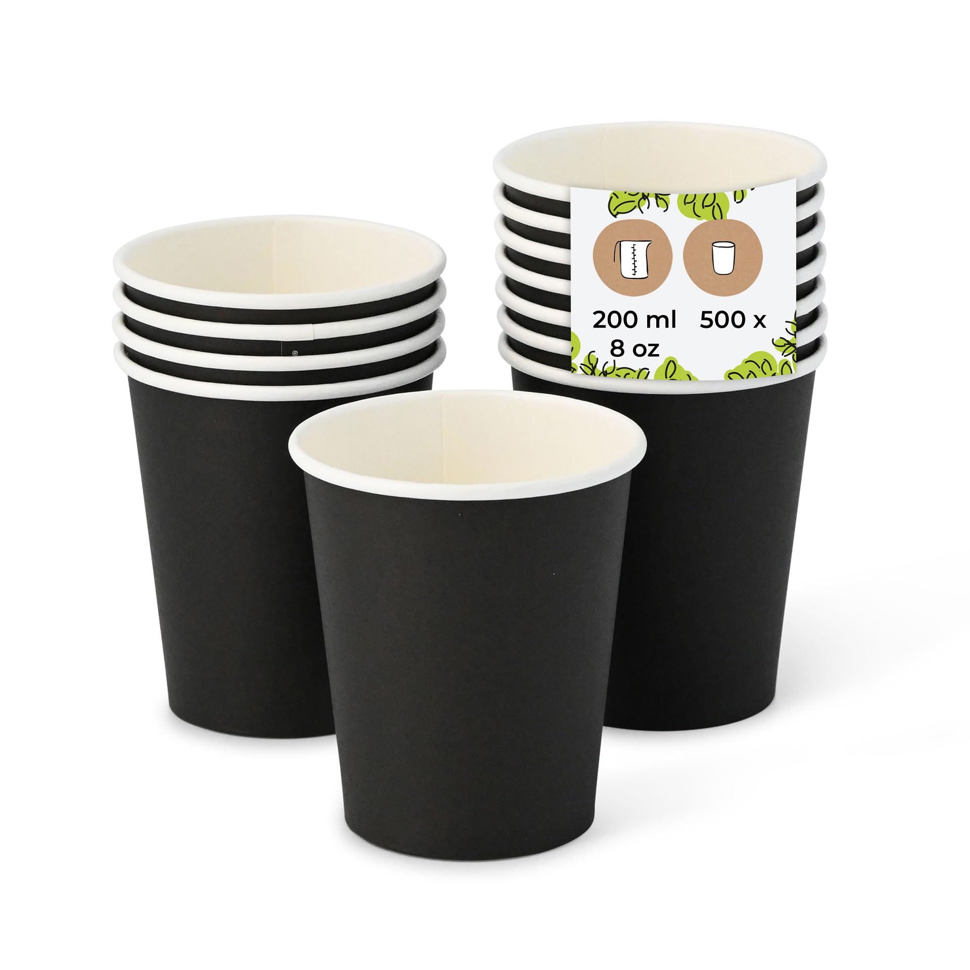 BIOZOYG Bicchieri di cartone 500 pezzi 200 ml - Bicchieri usa e getta per bevande calde - Alternativa ai bicchieri di polistirolo, bicchieri di carta