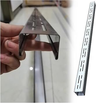 Channel Deck Drain Pipe Outdoor Trench Drainage System, 3.5cm 5cm Slimline Low Profile Drainage Channel Splicable, Patio/Garage/Driveway/Yard Rainwater Grate Plate, 304 Stainless Steel1 Piece,W5 x H3