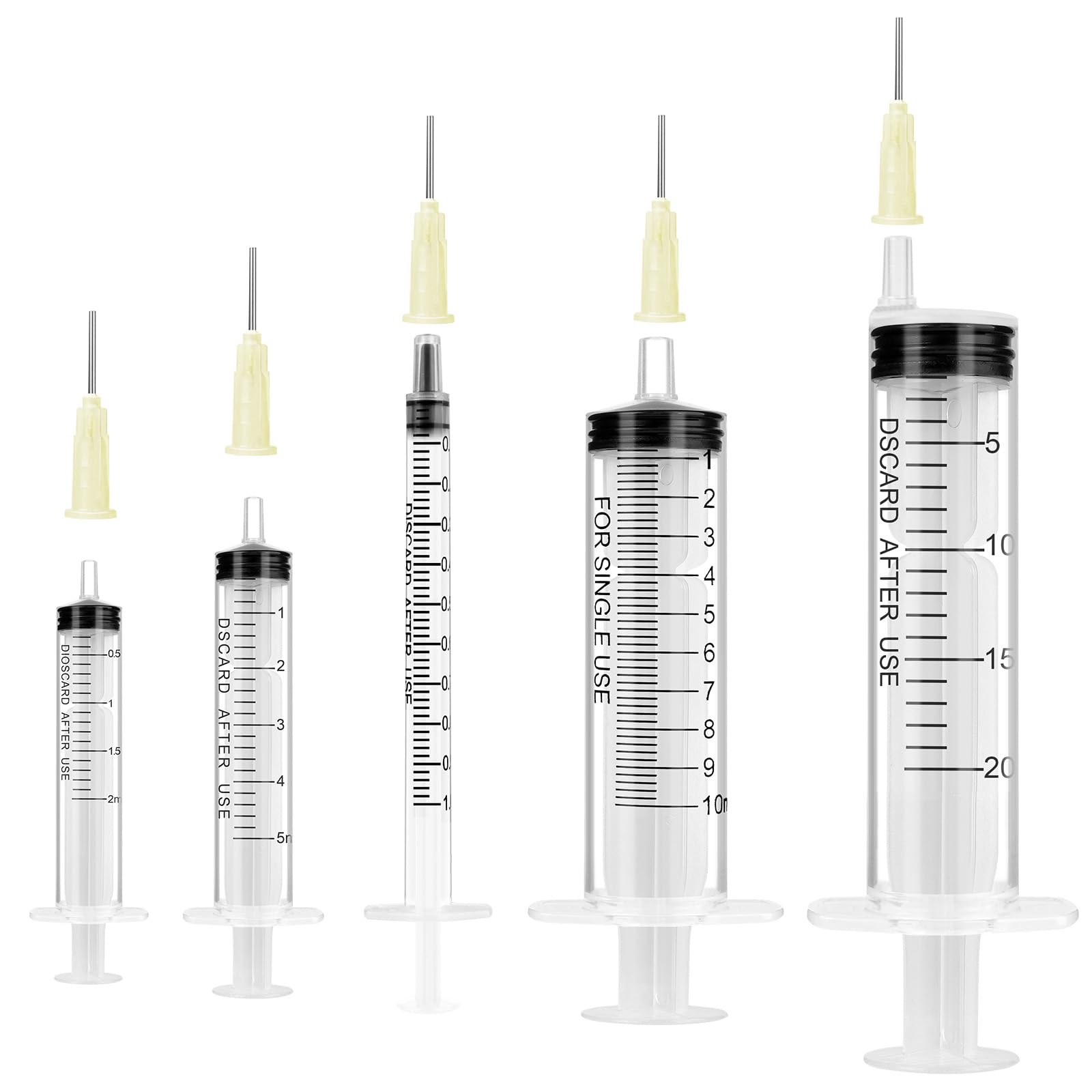 OFFCUP Juego de Jeringas con Aguja 1/2/5/10/20ml Punta Roma 5pcs para Uso Industrial