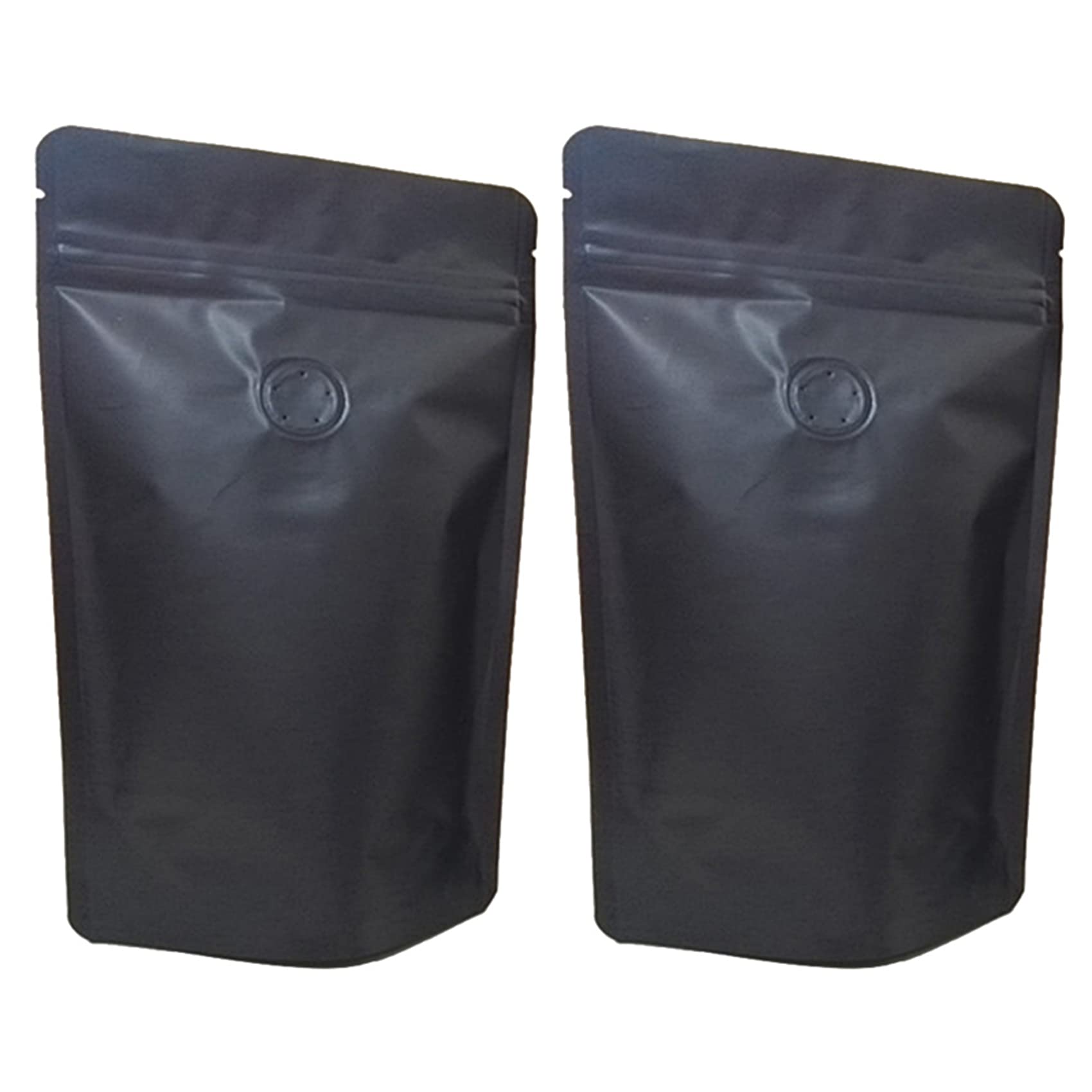 Pasotim 100Pcs Foil Coffee Valve Zipper Closure Bag Vertical Foil Coffee Bean One-Way Valve Bag Packaging Bag 250G Black