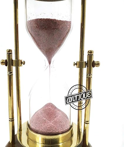 Miniatura 3 de Reloj de arena de reloj de arenareloj de latón hecho a mano soporte de madera modelo vintage hogar  oficina regalos para amigospadres