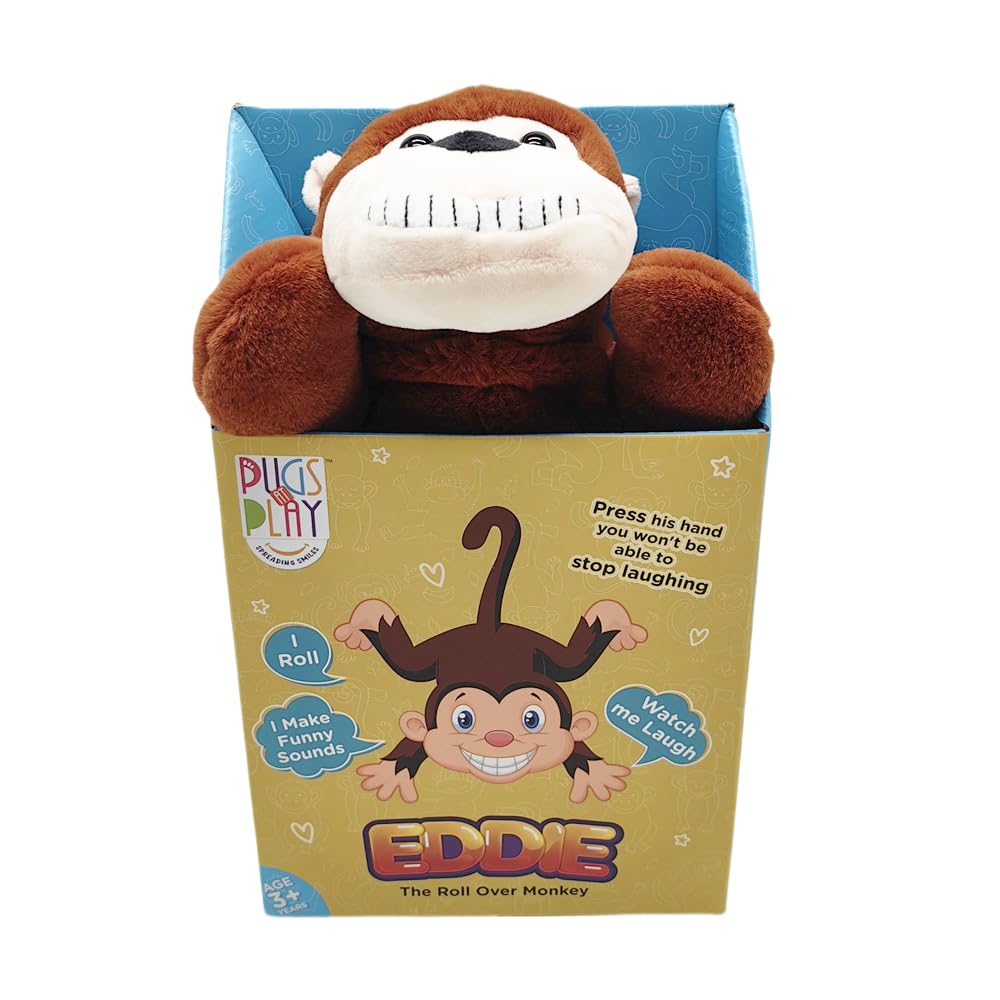 Pugs At Play  Kids  Eddie Roll Over Monkey Interactive Plush Toy, Sports Direct