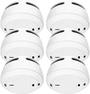 6 Stück Rauchmelder 10 Jahre Batterie, Feuermelder Brandmelder Rauchwarnmelder Smoke Detector Rauchwarnmelder mit Testknopf Standalone Weiß